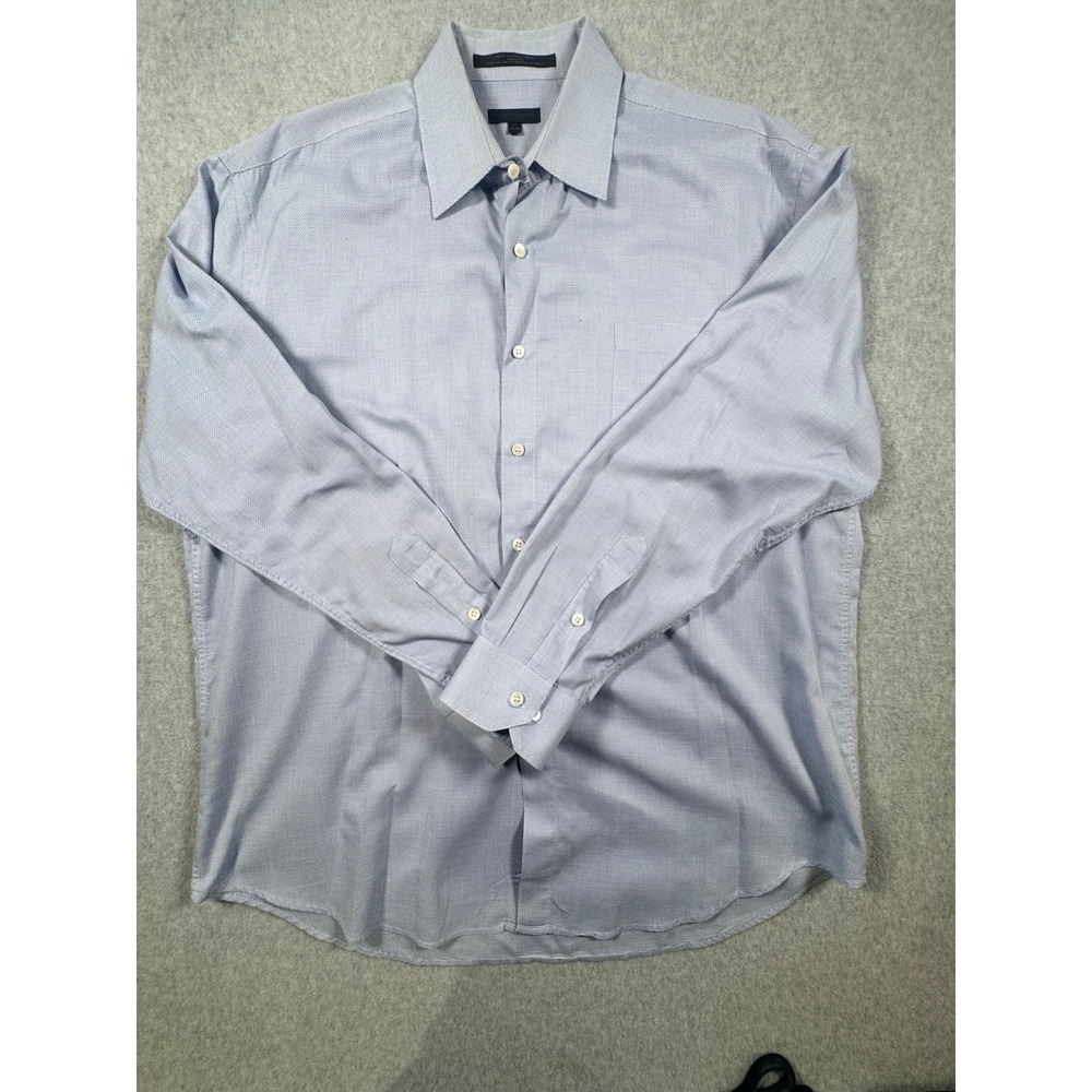 Donna Karan New York Mens Blue Cotton Dress Shirt Made in Italy 17 34/35